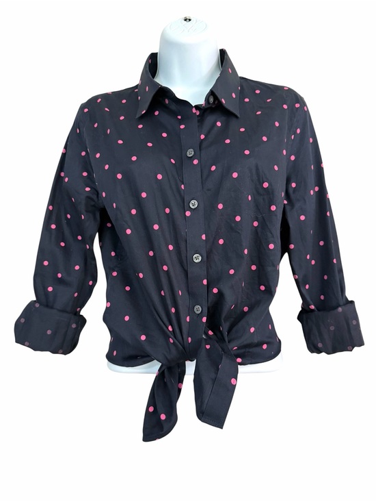 Banana Republic Tops - Banana Republic Factory Black Pink Polka Dot Top Size 10 Button Down Shirt
